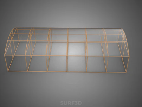 ARCHED POLYTUNNEL GREENHOUSE GLASSHOUSE WOOD FRAME PLANT FARMING 3D Model