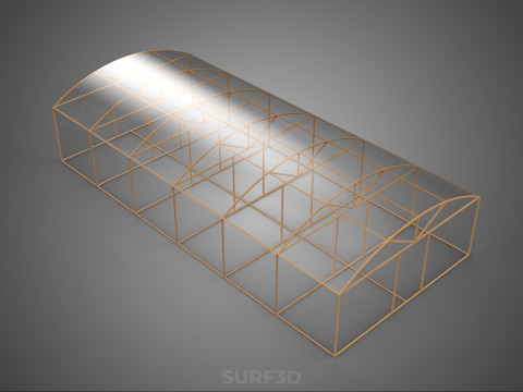 ARCHED POLYTUNNEL GREENHOUSE GLASSHOUSE WOOD FRAME PLANT FARMING 3D Model