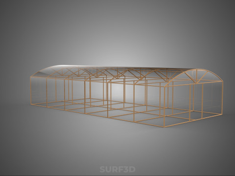 ARCHED POLYTUNNEL GREENHOUSE GLASSHOUSE WOOD FRAME PLANT FARMING 3D Model
