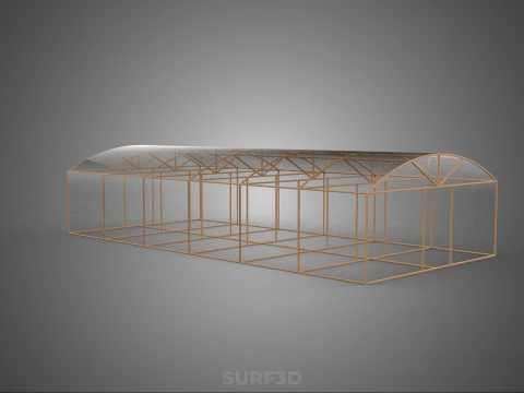 ARCHED POLYTUNNEL GREENHOUSE GLASSHOUSE WOOD FRAME PLANT FARMING 3D Model