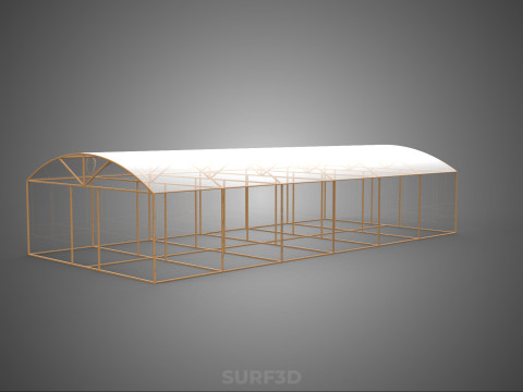 ARCHED POLYTUNNEL GREENHOUSE GLASSHOUSE WOOD FRAME PLANT FARMING 3D Model