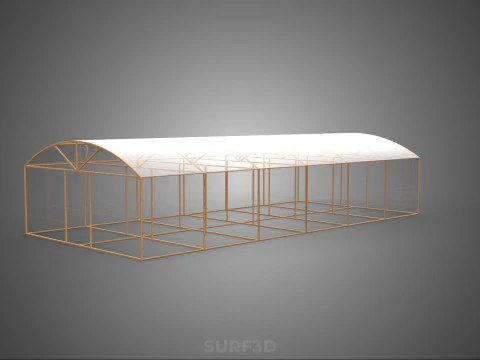 ARCHED POLYTUNNEL GREENHOUSE GLASSHOUSE WOOD FRAME PLANT FARMING 3D Model