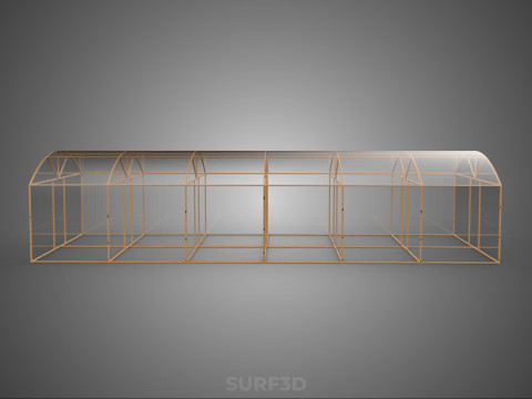 ARCHED POLYTUNNEL GREENHOUSE GLASSHOUSE WOOD FRAME PLANT FARMING 3D Model