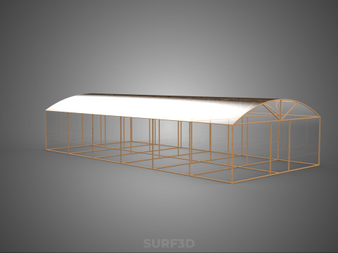 ARCHED POLYTUNNEL GREENHOUSE GLASSHOUSE WOOD FRAME PLANT FARMING 3D Model