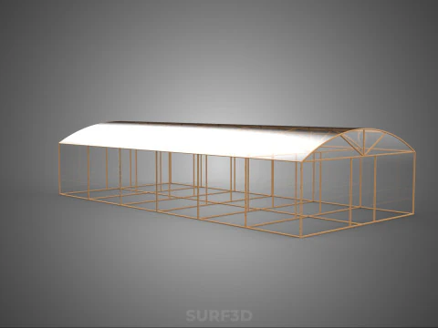 ARCHED POLYTUNNEL GREENHOUSE GLASSHOUSE WOOD FRAME PLANT FARMING 3D Model