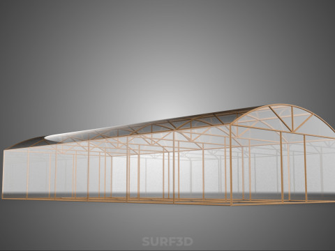 ARCHED POLYTUNNEL GREENHOUSE GLASSHOUSE WOOD FRAME PLANT FARMING 3D Model