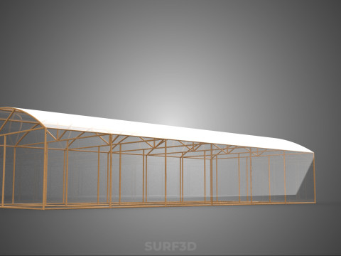 ARCHED POLYTUNNEL GREENHOUSE GLASSHOUSE WOOD FRAME PLANT FARMING 3D Model
