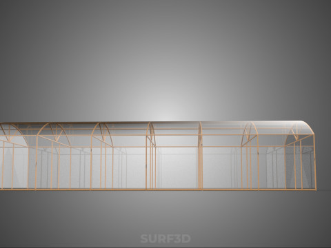ARCHED POLYTUNNEL GREENHOUSE GLASSHOUSE WOOD FRAME PLANT FARMING 3D Model