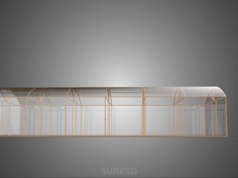 ARCHED POLYTUNNEL GREENHOUSE GLASSHOUSE WOOD FRAME PLANT FARMING 3D Model