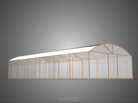 ARCHED POLYTUNNEL GREENHOUSE GLASSHOUSE WOOD FRAME PLANT FARMING 3D Model