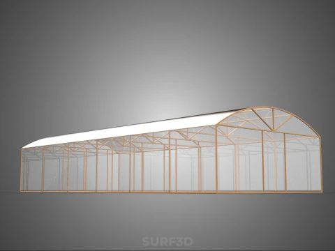 ARCHED POLYTUNNEL GREENHOUSE GLASSHOUSE WOOD FRAME PLANT FARMING 3D Model