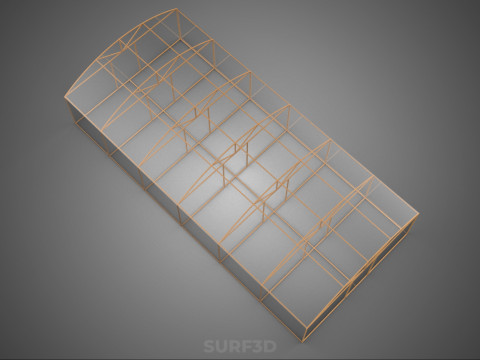 ARCHED POLYTUNNEL GREENHOUSE GLASSHOUSE WOOD FRAME PLANT FARMING 3D Model