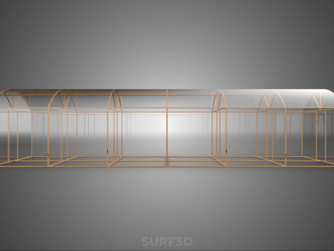 ARCHED POLYTUNNEL GREENHOUSE GLASSHOUSE WOOD FRAME PLANT FARMING 3D Model