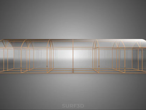 ARCHED POLYTUNNEL GREENHOUSE GLASSHOUSE WOOD FRAME PLANT FARMING 3D Model
