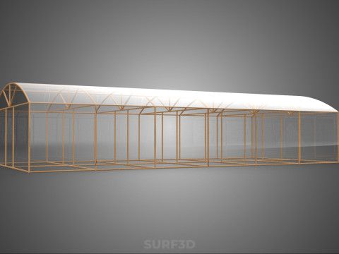 ARCHED POLYTUNNEL GREENHOUSE GLASSHOUSE WOOD FRAME PLANT FARMING 3D Model