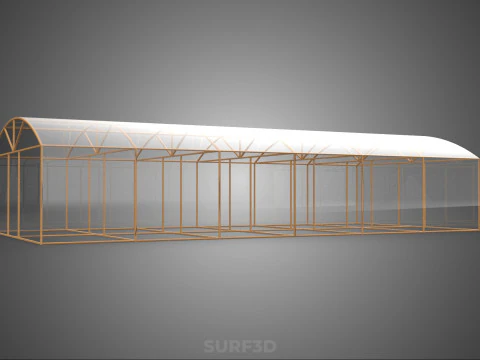 ARCHED POLYTUNNEL GREENHOUSE GLASSHOUSE WOOD FRAME PLANT FARMING 3D Model