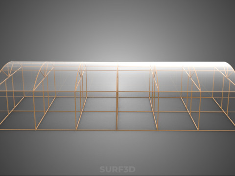 ARCHED POLYTUNNEL GREENHOUSE GLASSHOUSE WOOD FRAME PLANT FARMING 3D Model