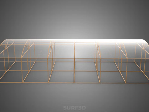 ARCHED POLYTUNNEL GREENHOUSE GLASSHOUSE WOOD FRAME PLANT FARMING 3D Model