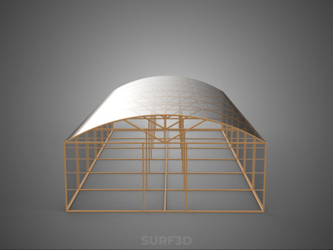 ARCHED POLYTUNNEL GREENHOUSE GLASSHOUSE WOOD FRAME PLANT FARMING 3D Model