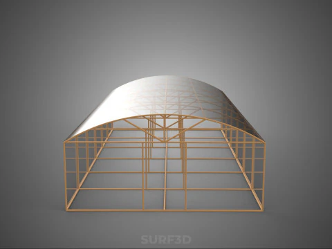 ARCHED POLYTUNNEL GREENHOUSE GLASSHOUSE WOOD FRAME PLANT FARMING 3D Model