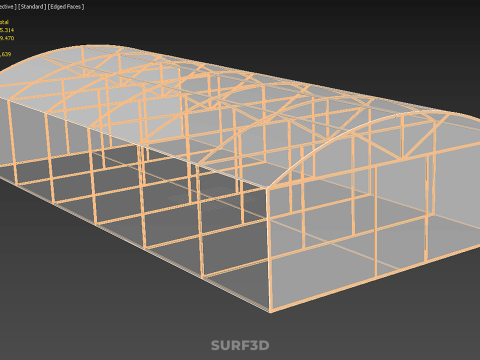 ARCHED POLYTUNNEL GREENHOUSE GLASSHOUSE WOOD FRAME PLANT FARMING 3D Model