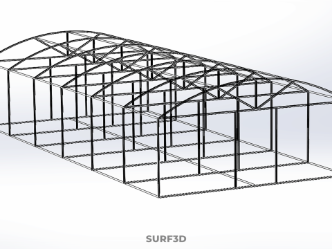 ARCHED POLYTUNNEL GREENHOUSE GLASSHOUSE WOOD FRAME PLANT FARMING 3D Model