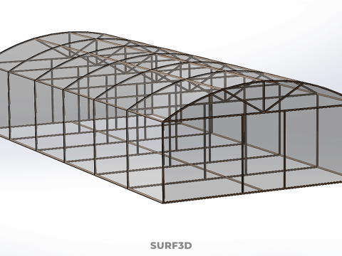 ARCHED POLYTUNNEL GREENHOUSE GLASSHOUSE WOOD FRAME PLANT FARMING 3D Model