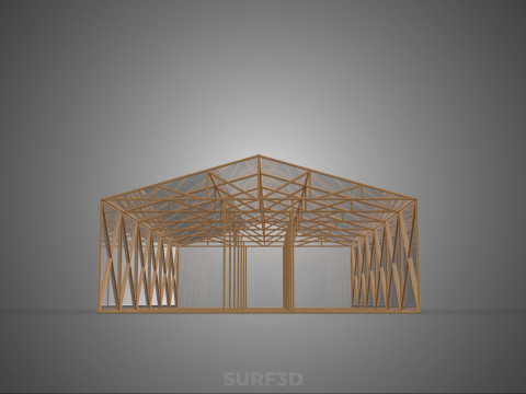 空建筑温室温室玻璃温室农场花园 3D 模型