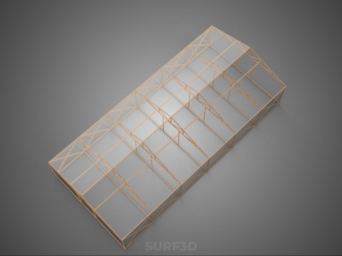 空建筑温室温室玻璃温室农场花园 3D 模型