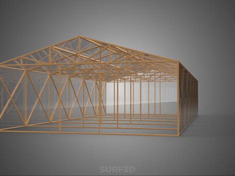 空建筑温室温室玻璃温室农场花园 3D 模型