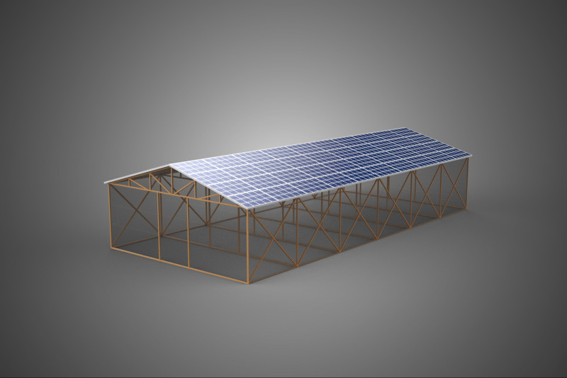 PHOTOVOLTAIC SOLAR PANEL TOP ROOF GREENHOUSE HOTHOUSE GLASSHOUSE 3D Model .c4d .max .obj .3ds .fbx .stl .blend