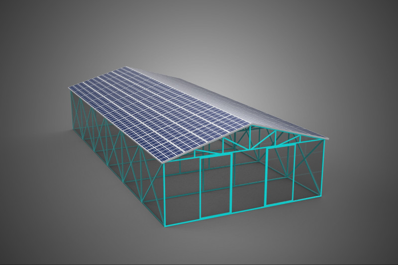 PVS 태양광 패널 지붕 온실 온실 온실 정원 농장 3D 모델 .c4d .max .obj .3ds .fbx .stl .blend