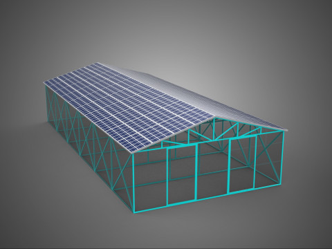 PVS SOLAR PANEL ROOF GREENHOUSE HOTHOUSE GLASSHOUSE GARDEN FARM 3D Modell