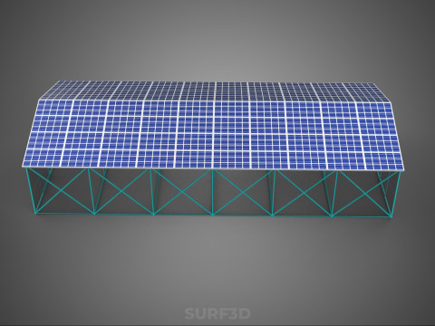 PVS 태양광 패널 지붕 온실 온실 온실 정원 농장 3D 모델