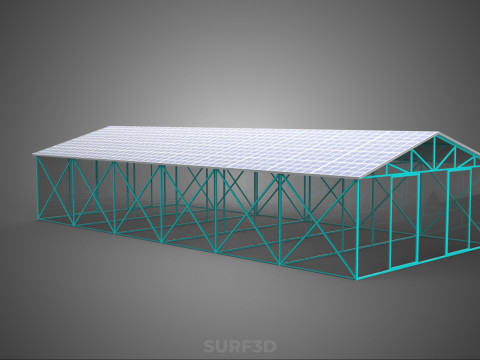 PVS 태양광 패널 지붕 온실 온실 온실 정원 농장 3D 모델