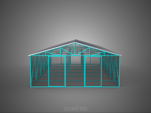 PVS 태양광 패널 지붕 온실 온실 온실 정원 농장 3D 모델