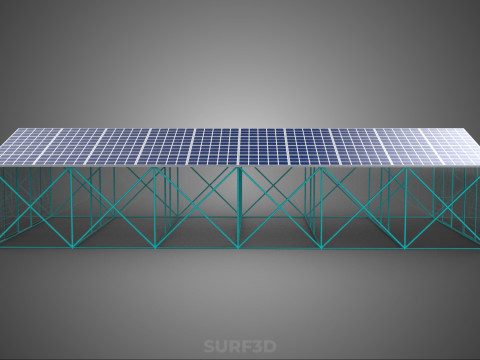PVS 태양광 패널 지붕 온실 온실 온실 정원 농장 3D 모델
