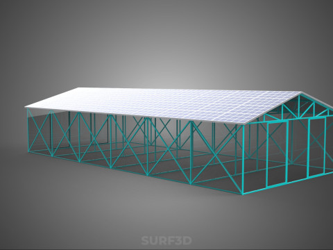 PVS 태양광 패널 지붕 온실 온실 온실 정원 농장 3D 모델