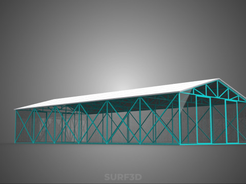 PVS 태양광 패널 지붕 온실 온실 온실 정원 농장 3D 모델