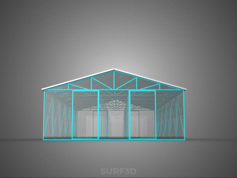 PVS 태양광 패널 지붕 온실 온실 온실 정원 농장 3D 모델