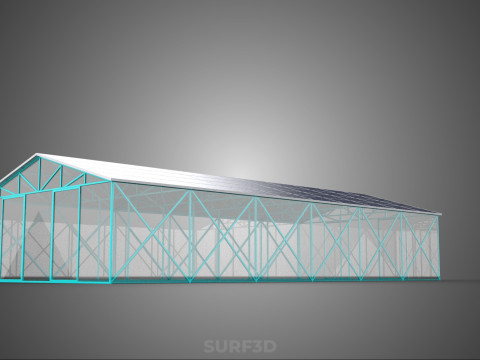 PVS 태양광 패널 지붕 온실 온실 온실 정원 농장 3D 모델