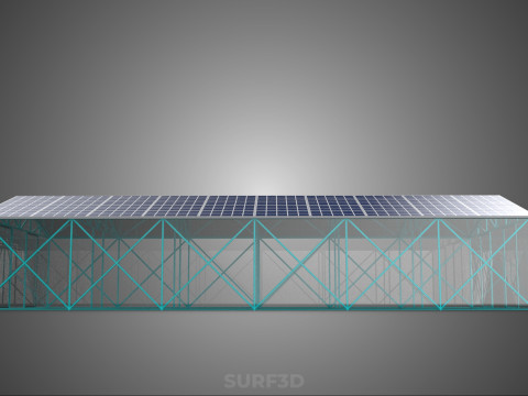 PVS 태양광 패널 지붕 온실 온실 온실 정원 농장 3D 모델