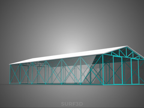 PVS 태양광 패널 지붕 온실 온실 온실 정원 농장 3D 모델