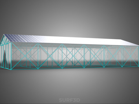 PVS 태양광 패널 지붕 온실 온실 온실 정원 농장 3D 모델
