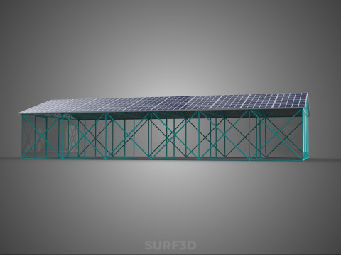 PVS 태양광 패널 지붕 온실 온실 온실 정원 농장 3D 모델