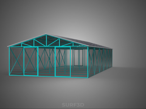 PVS 태양광 패널 지붕 온실 온실 온실 정원 농장 3D 모델