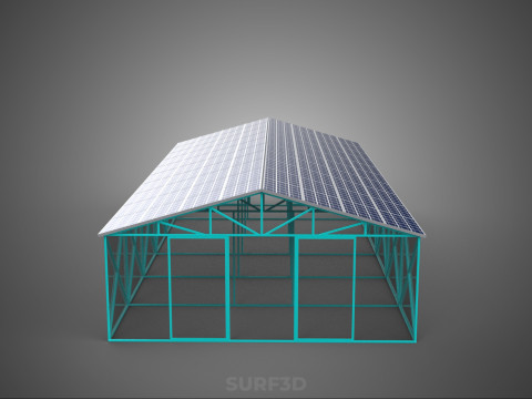 PVS 태양광 패널 지붕 온실 온실 온실 정원 농장 3D 모델