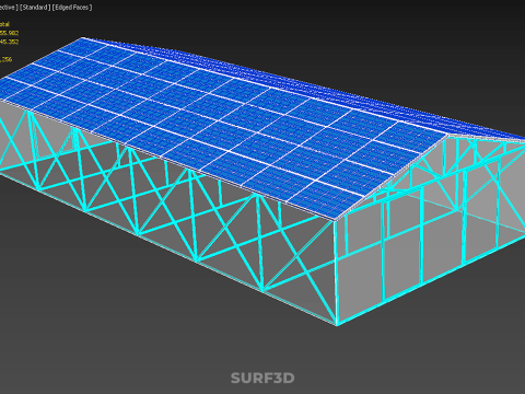 PVS 태양광 패널 지붕 온실 온실 온실 정원 농장 3D 모델