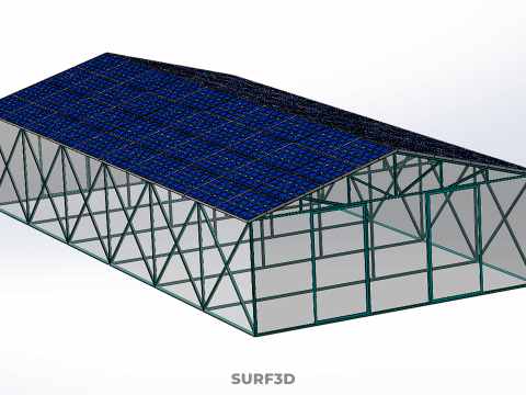 PVS 태양광 패널 지붕 온실 온실 온실 정원 농장 3D 모델
