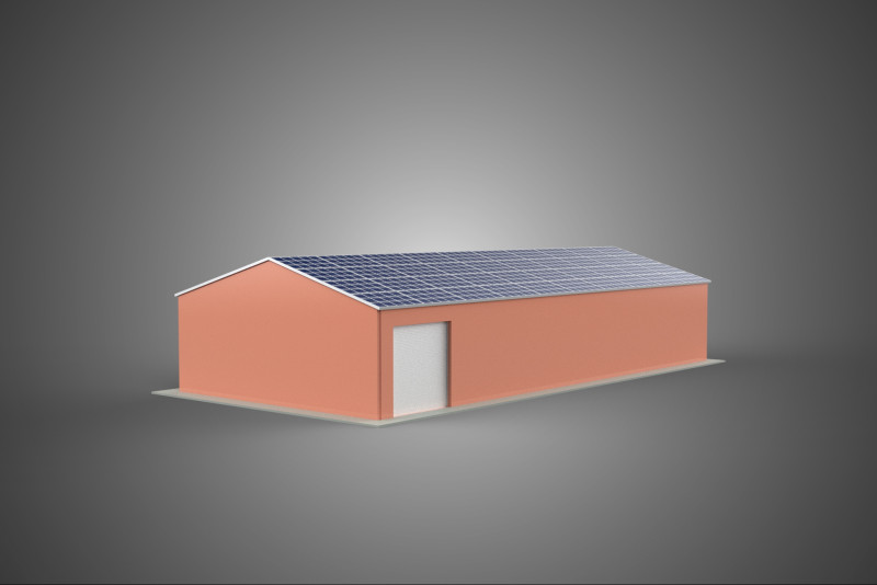 SOLAR PANEL ROOF PV POWERED SHED WAREHOUSE STOREHOUSE DEPOT BARN 3Dモデル .c4d .max .obj .3ds .fbx .stl .blend